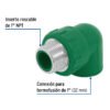 49857 - Codo 90° PPR,  1", rosca macho con inserto metálico, Foset