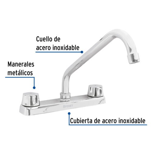 498581 49858 - Mezcladora 8" fregadero cromo, cuello largo,compresión,BASIC