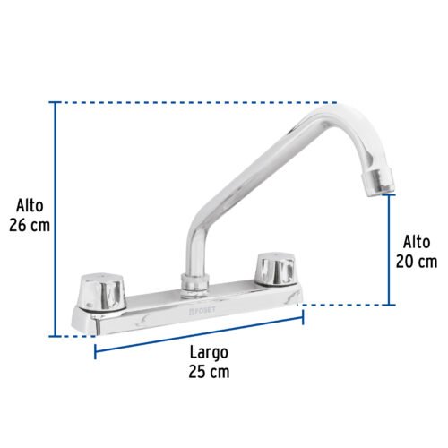498582 49858 - Mezcladora 8" fregadero cromo, cuello largo,compresión,BASIC
