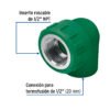 49861 - Codo 90° PPR, 1/2", rosca hembra con inserto metálico, Foset