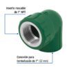49863 49863 - Codo 90° PPR, 1", rosca hembra con inserto metálico, Foset