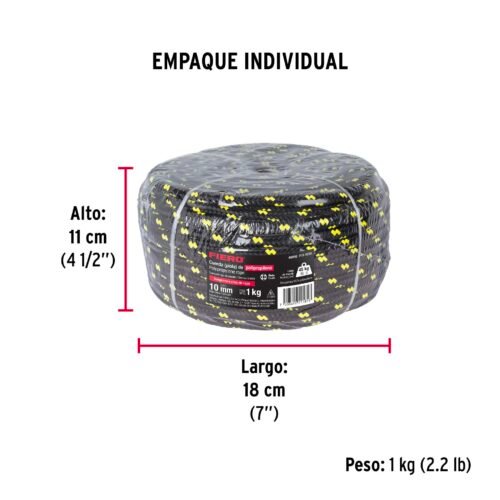 49866 - Piola de Polipropileno trenzada, multicolor, 10mm, 1 Kg