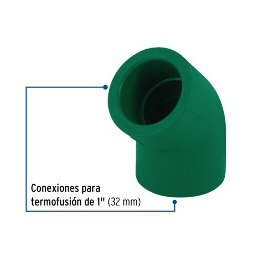 49869 - Codo 45° de PPR, 1" (32mm), FOSET