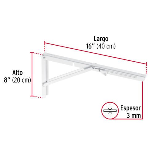49870 - Ménsula plegable de acero blanca 8" x 16", FIERO