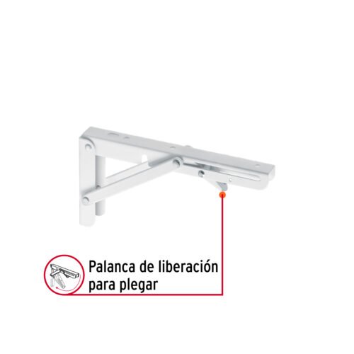 49872 - Ménsula plegable de acero blanca 4" x 8", FIERO