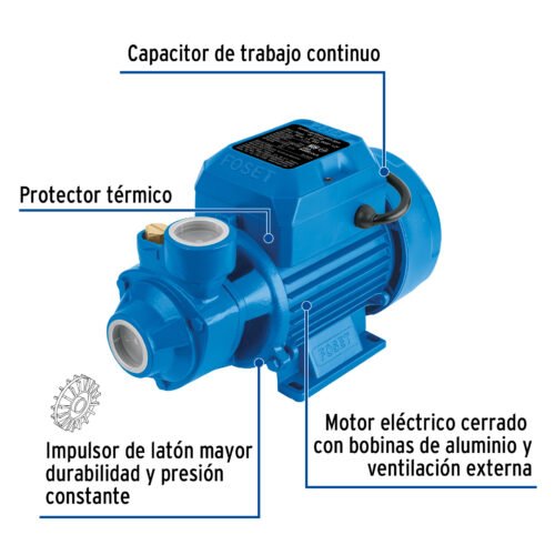 498771 49877 - Bomba periférica 1/2HP, altura máx 25m, uso agrícola, FOSET