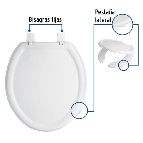 49902 - Asiento redondo ligero con tapa para WC, blanco, FOSET BASIC