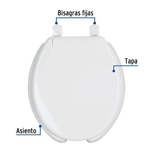499032 49903 - Asiento redondo con tapa para WC, abierto, blanco, FOSET