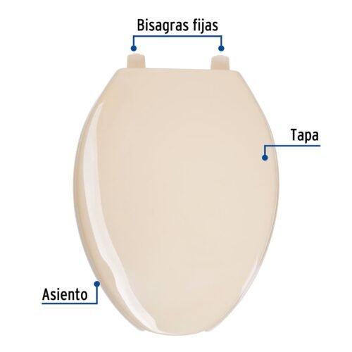 49906 - Asiento alargado con tapa para WC, abierto, hueso, FOSET