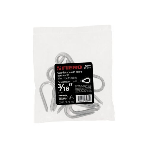 499094 49909 - Bolsa con 10 guardacabos para cable de acero de 3/16", FIERO