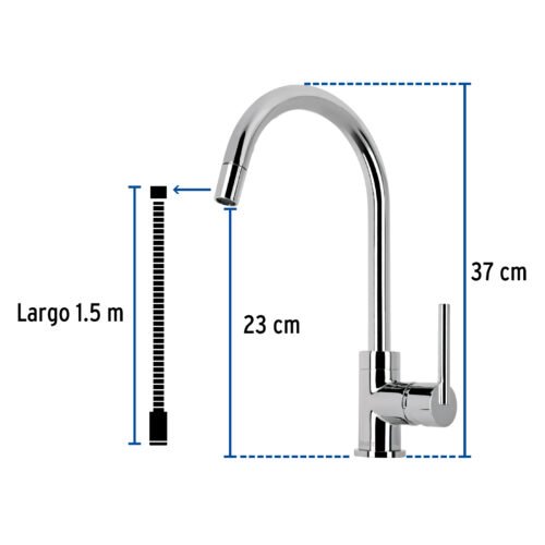 499142 49914 - Monomando cromo nariz retráctil para fregadero, Element