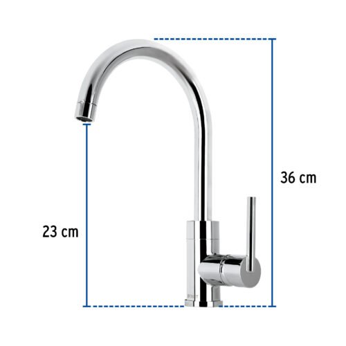 49915 - Monomando cromo cuello alto para fregadero, Foset Element