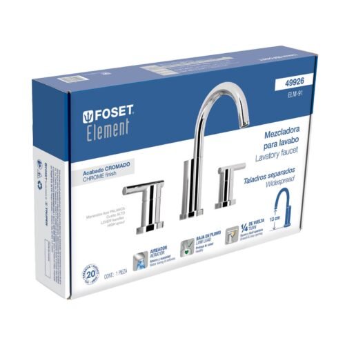 499264 49926 - Mezcladora cromo para lavabo con taladros separados, Element
