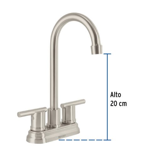 49942 - Mezcladora satín 4" para lavabo cuello tipo bar, Element