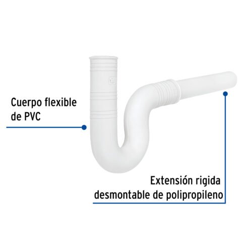 499471 49947 - Céspol flexible 1-1/4" de PVC, con extensión, para lavabo