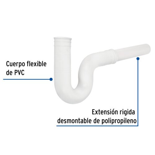 499481 49948 - Céspol flexible 1-1/2" de PVC, con extensión, para fregadero