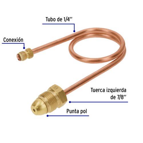 49964 - Pigtail con tuerca izquierda, punta pol, 50 cm, Foset