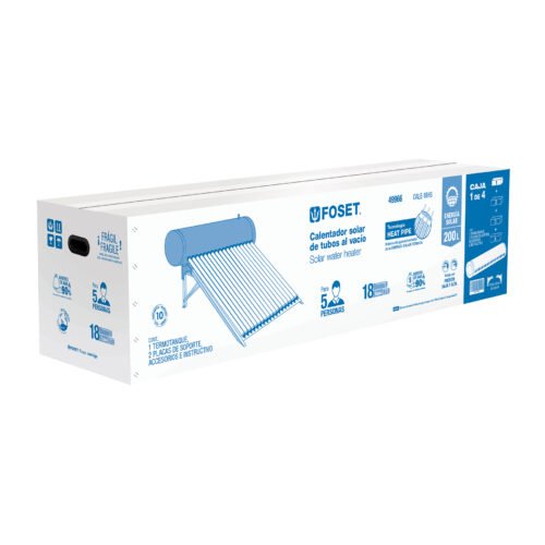 49966 - Calentador solar HeatPipe, 18 tubos, 200L, 5 personas, Foset