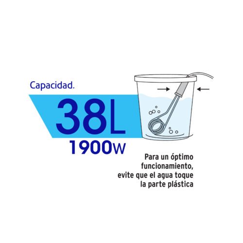 49981 - Calentador de inmersión p/agua #10 de 38 L, 1900 W, Volteck