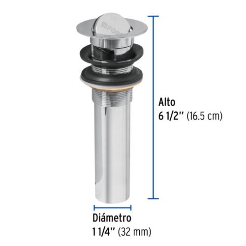 499831 49983 - Contra p/lavabo con rebosadero, tipo moneda, cromo, 1-1/4"