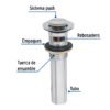 499841 49984 - Contra p/lavabo con rebosadero, sistema push, cromo, 1-1/4"