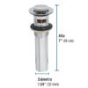 499842 49984 - Contra p/lavabo con rebosadero, sistema push, cromo, 1-1/4"