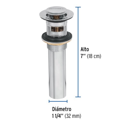 499842 49984 - Contra p/lavabo con rebosadero, sistema push, cromo, 1-1/4"
