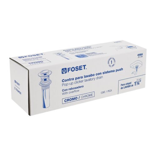 499843 49984 - Contra p/lavabo con rebosadero, sistema push, cromo, 1-1/4"