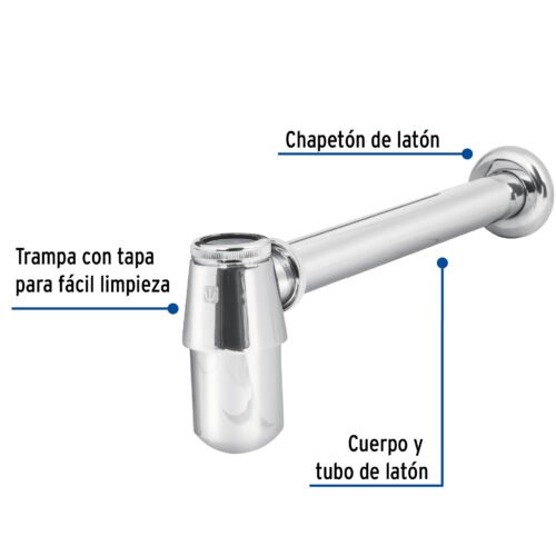 49986 - Céspol de bote 1-1/4", sin contra, latón cromo, para lavabo
