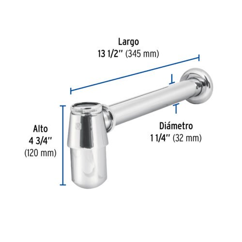 49986 - Céspol de bote 1-1/4", sin contra, latón cromo, para lavabo