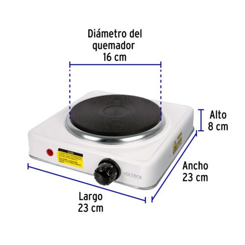 499892 49989 - Parrilla eléctrica 1 quemador de disco, blanca, VOLTECK