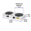 49990 - Parrilla eléctrica 2 quemadores de disco, blanca, VOLTECK