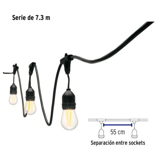 49992 - Serie de 7.3 m con 12 luces de LED para exterior, Volteck