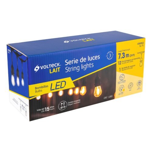 49992 - Serie de 7.3 m con 12 luces de LED para exterior, Volteck