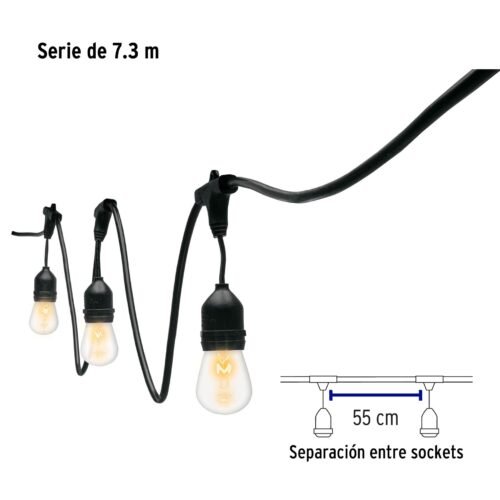 49994 - Serie de 7.3 m con 12 luces incandescentes para exterior