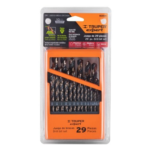 50004 - Juego de 29 brocas HSS para metal en estuche, Truper Expert