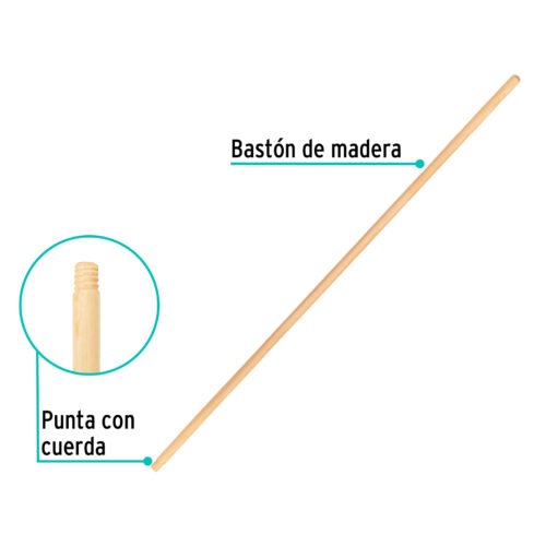 55982 - Bastón de madera de 48" para escobas de limpieza, KLINTEK