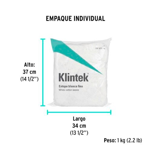 57000 - Bolsa de 1 kg de estopa color blanca, KLINTEK