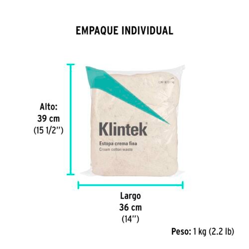 57001 - Bolsa de 1 kg de estopa color crema, KLINTEK