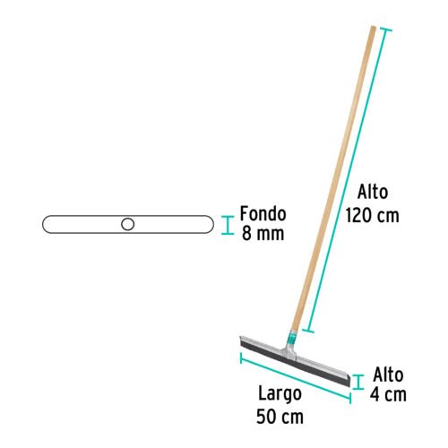 57016 - Jalador con base de lámina de 50 cm, con bastón de madera