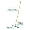 570181 57018 - Jalador con base de lámina de 40 cm, con bastón de madera