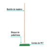 57034 - Cepillo industrial cerda rígida de 30 cm, bastón de madera