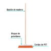 57035 - Cepillo industrial cerda rígida de 40 cm, bastón de madera