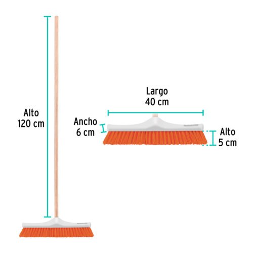 57035 - Cepillo industrial cerda rígida de 40 cm, bastón de madera