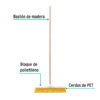 57036 - Cepillo industrial cerda suave de 50 cm, bastón de madera