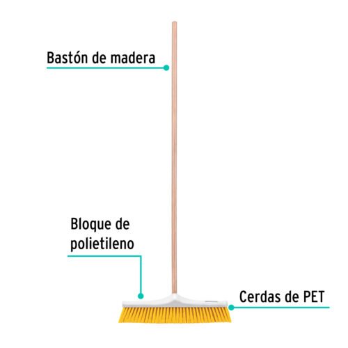 57036 - Cepillo industrial cerda suave de 50 cm, bastón de madera