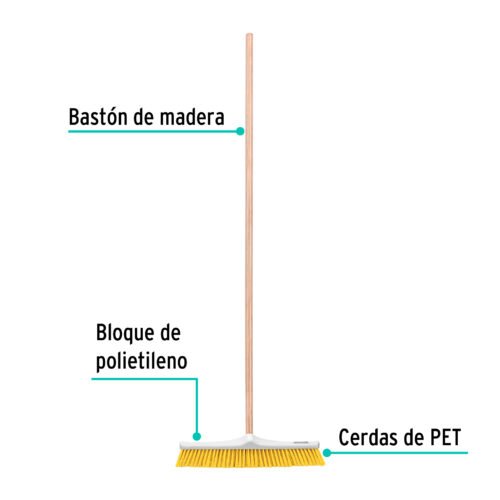 57037 - Cepillo industrial cerda suave de 56 cm, bastón de madera
