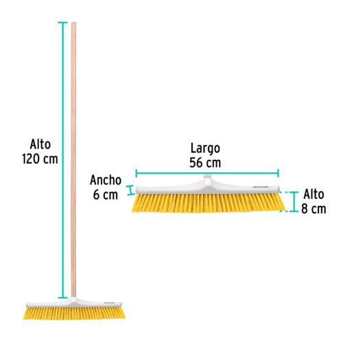 57037 - Cepillo industrial cerda suave de 56 cm, bastón de madera