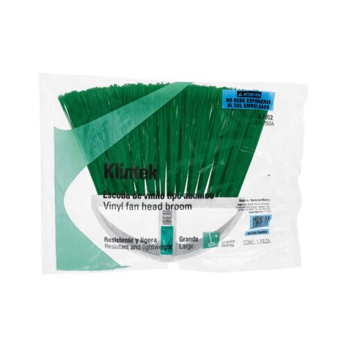 57052 - Escoba grande tipo abanico, cerdas de PVC, bastón de madera