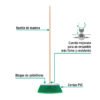 57055 - Escoba grande tipo cepillo, cerdas de PVC, bastón de madera